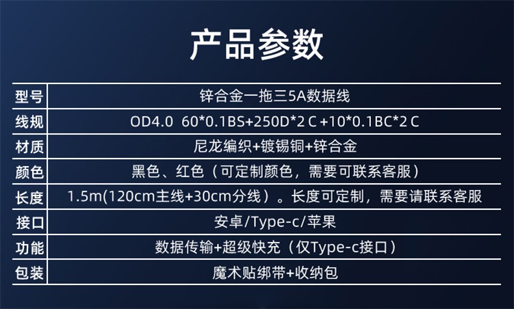 鋅合金三合一數據線